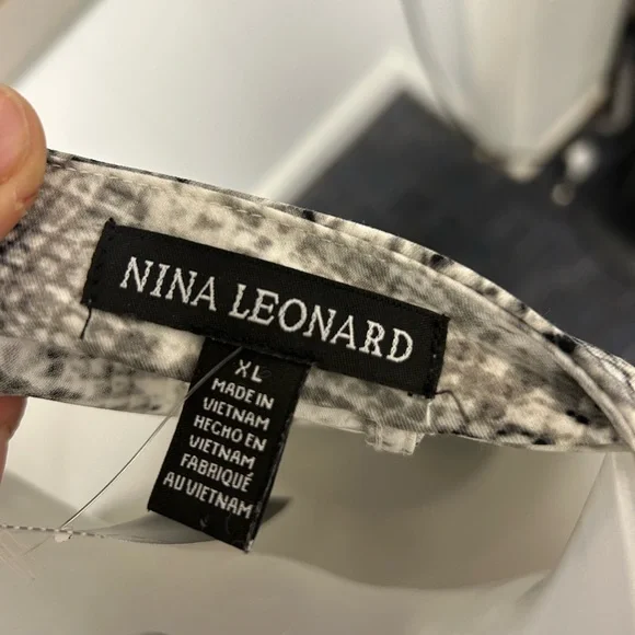 Nina Leonard Black and White Reptile Print Dress - Picture 2 of 7